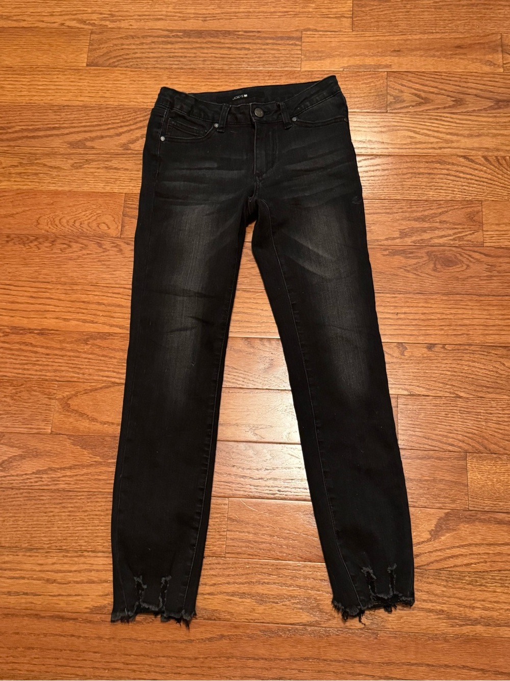 Girl’s Joe’s Black Skinny Jeans with Distressed Hem
